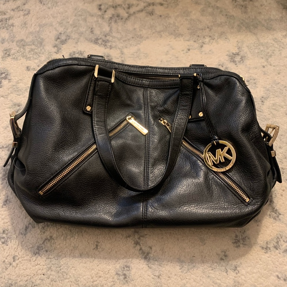 Michael Kors Black and Gold Satchel Bag